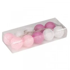 Lichtslinger Cotton Balls 8 Cm - Wit/roos