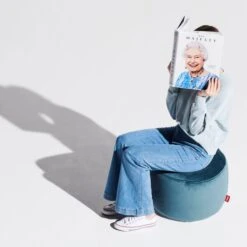 Poef Fatboy® Point Recycled Velvet Indoor - Ø50 X 35 Cm Petrolblauw -Thuis Versieren Winkel poef fatboy point velvet petrolblauw 1614882401 3 600