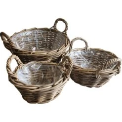 Rieten Manden - Set Van 3 Stuks